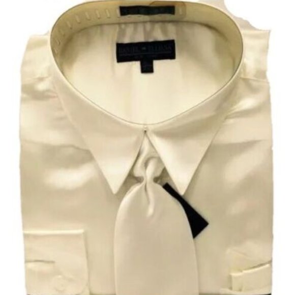 Daniel Ellissa Shirts Daniel Ellissa Mens Satin Formal Dress Shirt